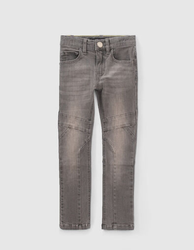 Jean skinny gris découpes genoux garçon - IKKS