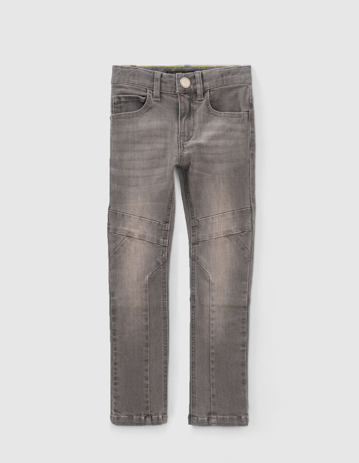 Boys’ grey skinny jeans with knee seams-1