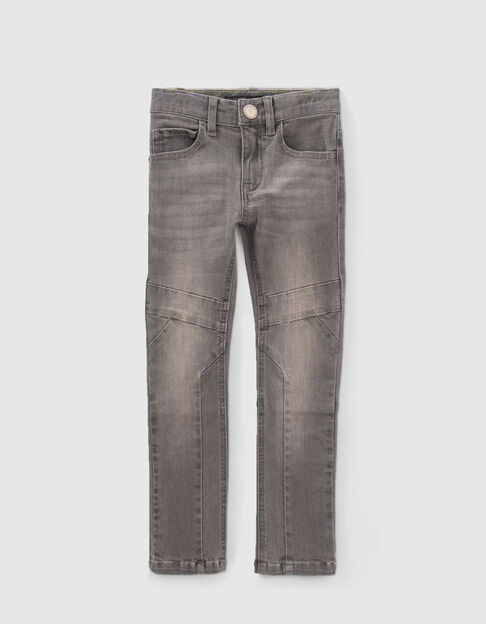 Boys’ grey skinny jeans with knee seams - IKKS