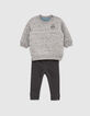 Baby boys’ grey sweatshirt and trousers outfit-1