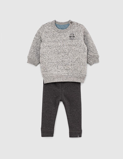 Set grijze sweater en tricot broek babyjongens  - IKKS