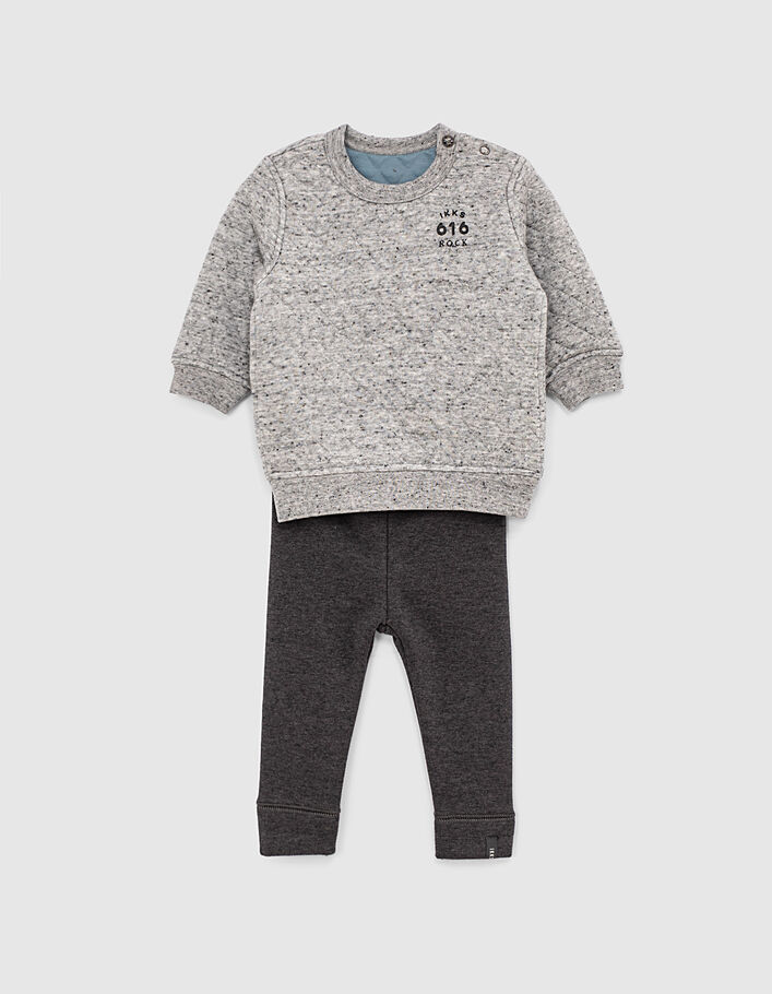 Set grijze sweater en tricot broek babyjongens  - IKKS