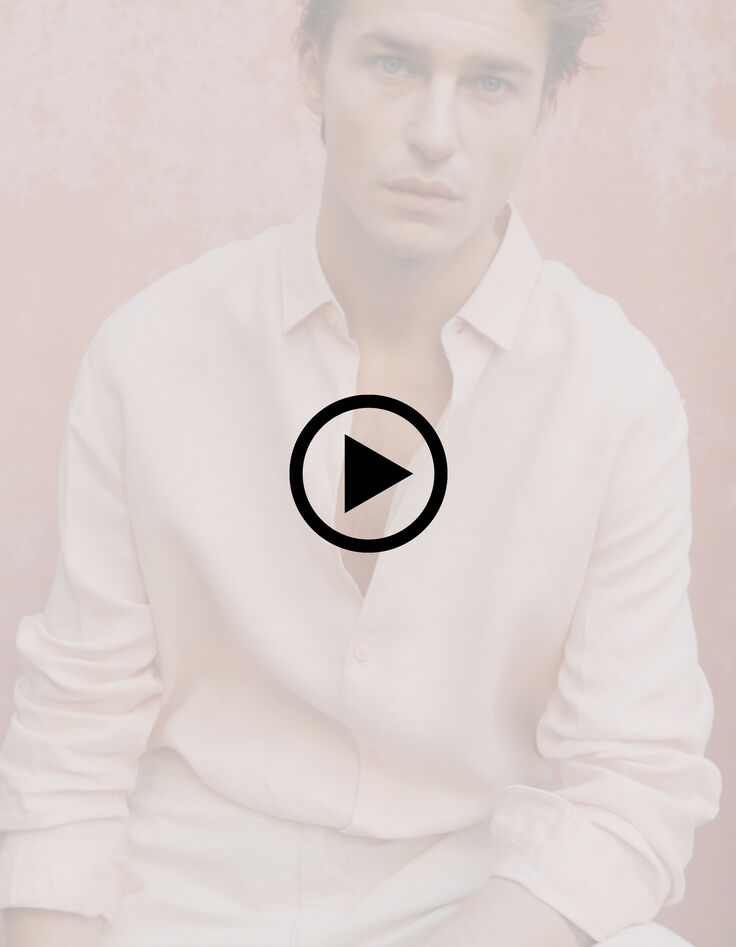 Camisa SLIM rosa lino hombre-8