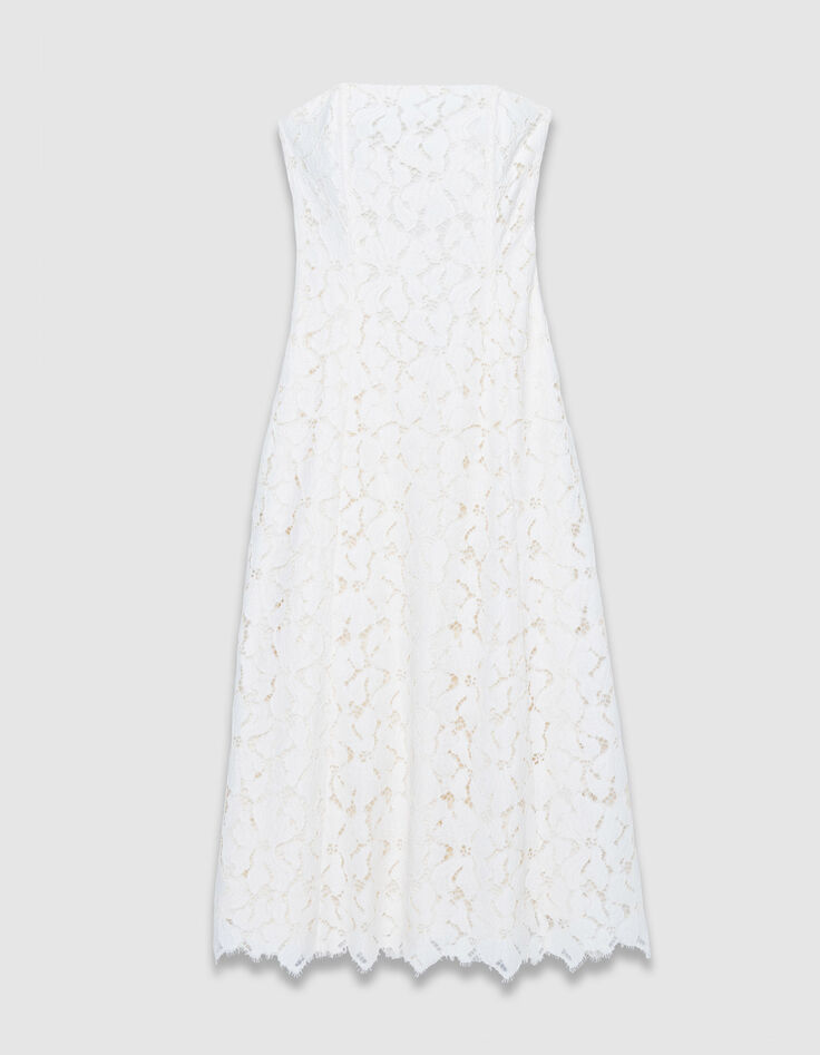 Witte kant lange strapless jurk Dames-6