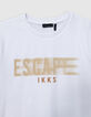 T-shirt blanc coton bio à message garçon-2