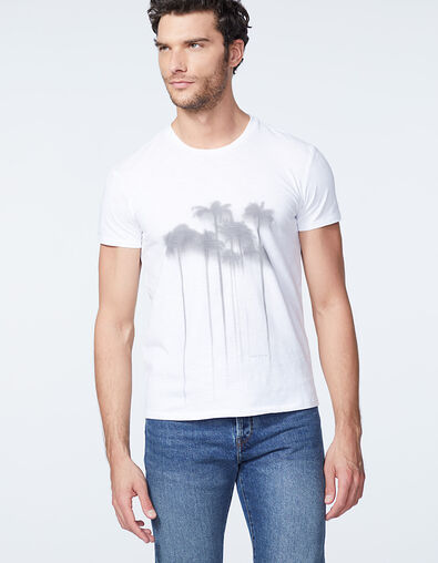 Weißes Herren-T-Shirt mit verschwommenen Palmen - IKKS