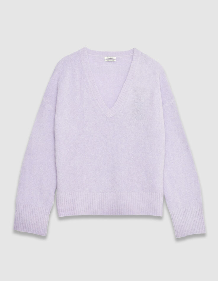 Lilac oversized V-neck sweater Woman-8