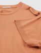Cognackleurig T-shirt mix katoen-modal Heren-5