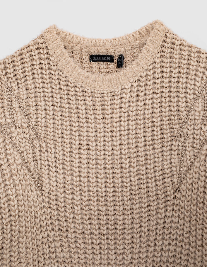 Pull beige clair tricot broderies éclairs fille - IKKS
