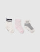 Baby girls’ pink, white and navy socks-1