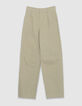 Women's khaki balloon pants with darts-6