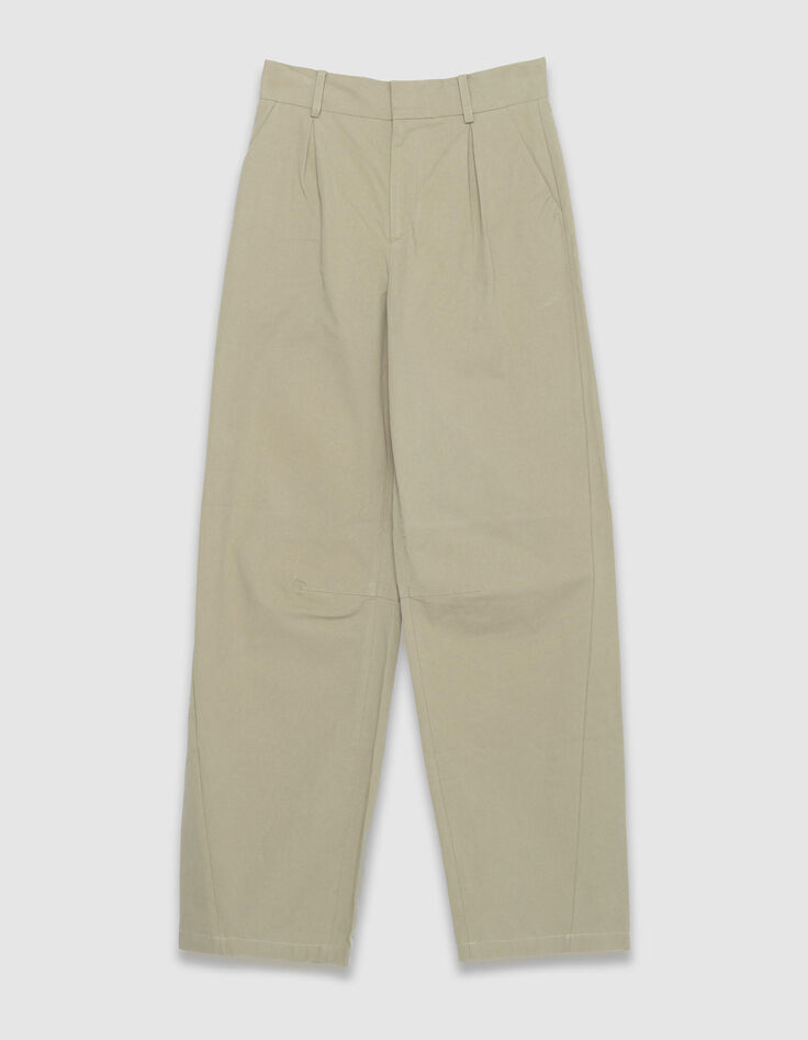 Women's khaki balloon pants with darts-6