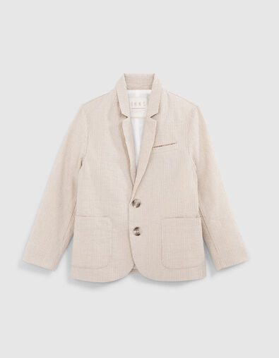 Veste de costume cérémonie beige rayée garçon - IKKS