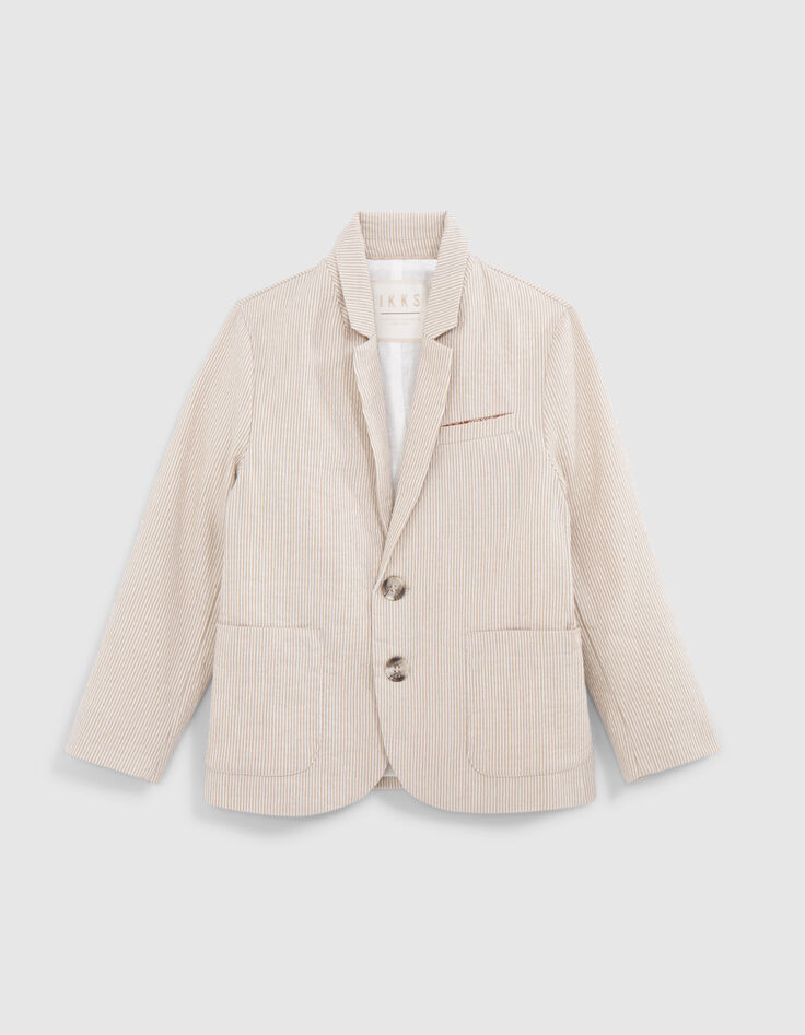 Beige gestreiftes Jungenfestsakko-1