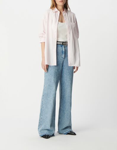 Chemise &agrave; rayures rose coton bio oversize Femme - IKKS