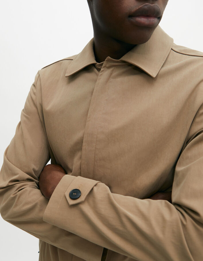 Men’s beige trench coat with zipped pockets - IKKS