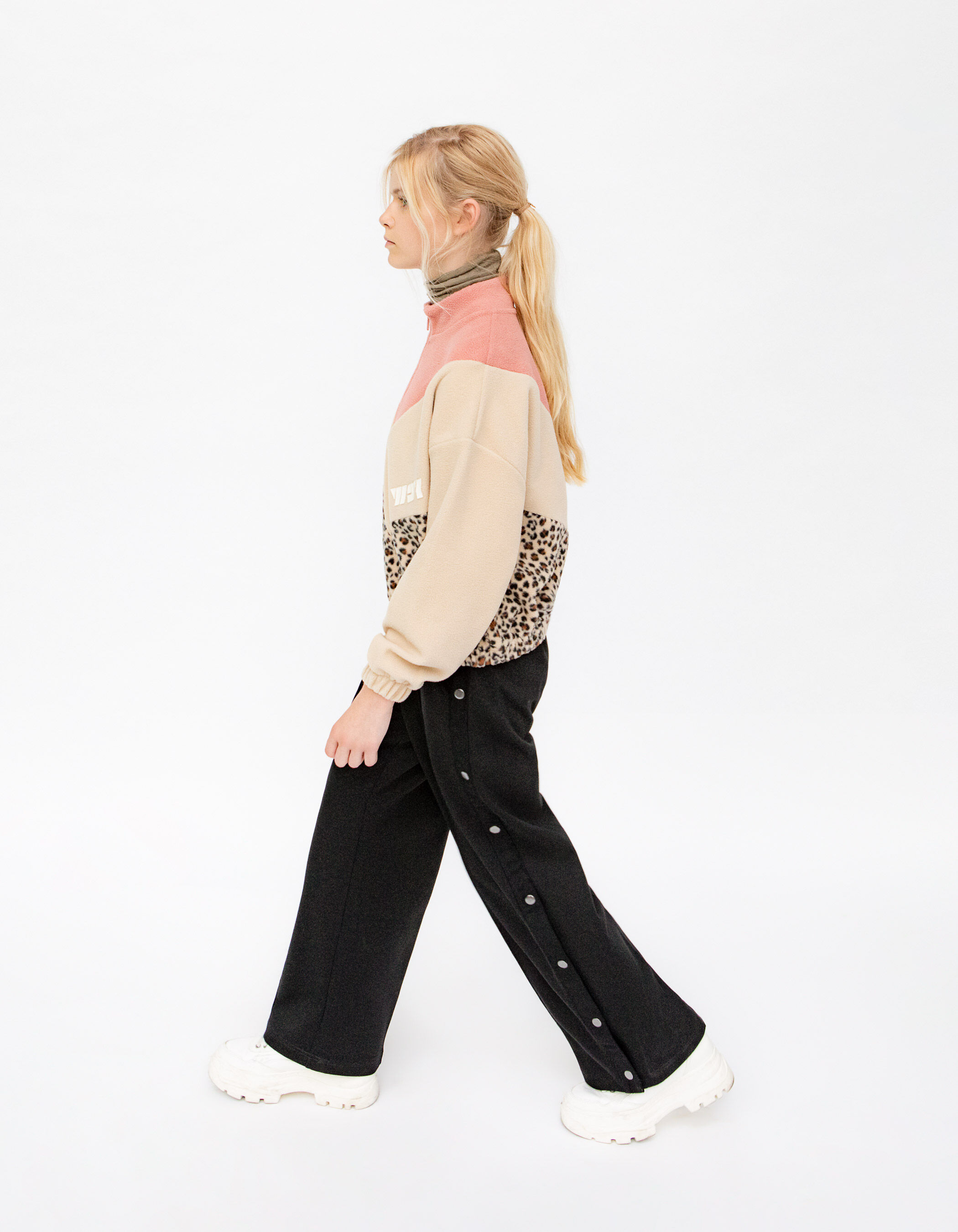 Pantalon noir large pressionn c t s fille