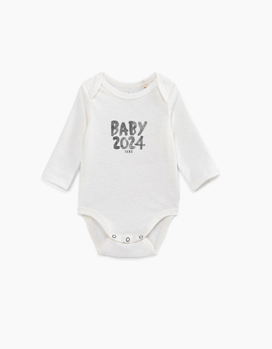 Body blanco roto para personalizar de algodón bio bebé - IKKS