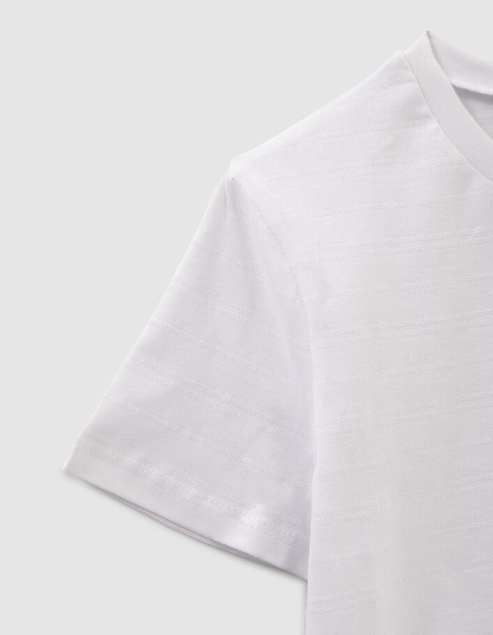 T-shirt blanc poche tissu Liberty à fleurs garçon - IKKS