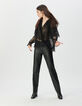 Blouse noire dentelle large volant Femme-1