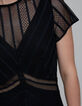 Schwarzes Midi-Damenspitzenkleid-5
