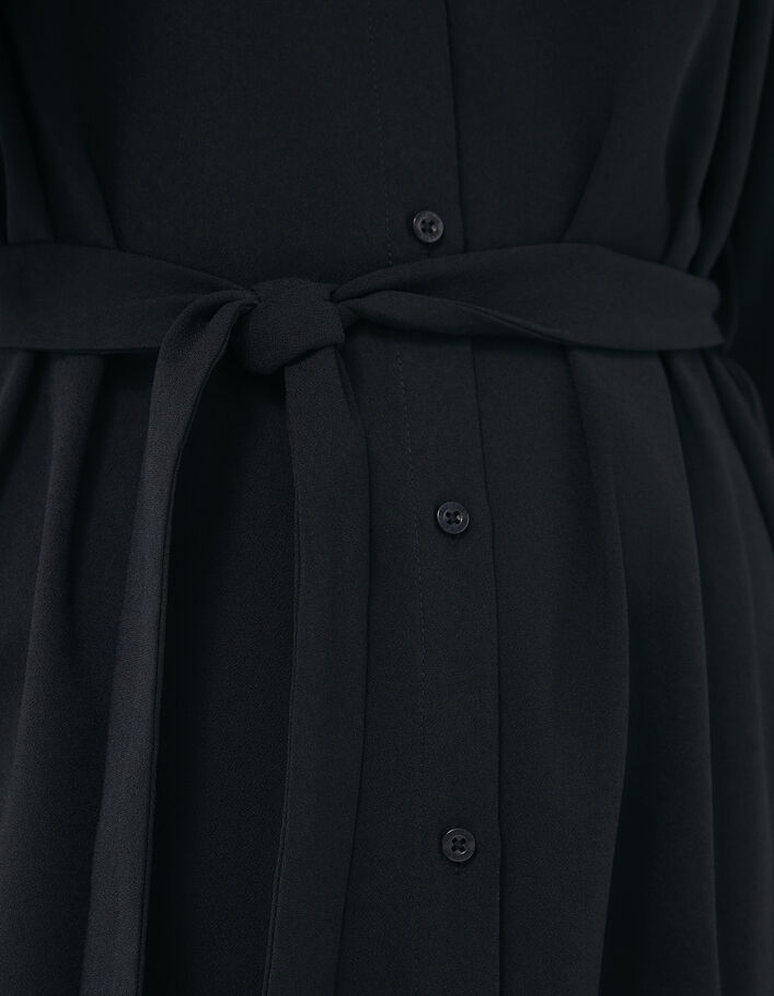 Schwarzes Damenhemdblusenkleid mit Ajours-Details - IKKS