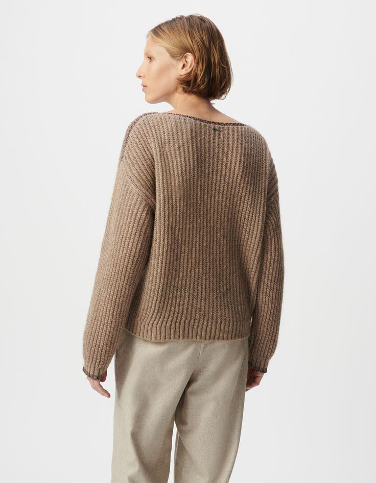 Sesame knit sweater with lurex details Women's neckline-4