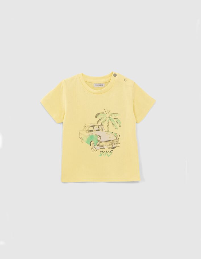 Baby boys’ yellow T-shirt with Cuban car image - IKKS