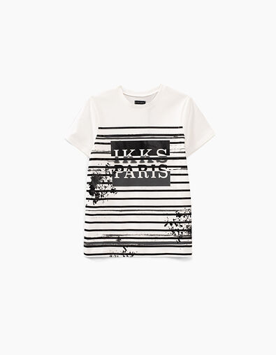 Girls' off-white and black slogan sailor T-shirt - IKKS
