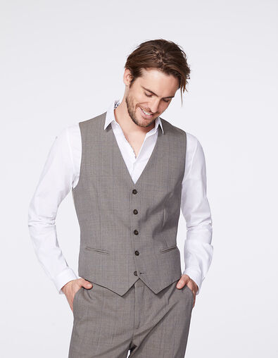 Men’s mink Prince of Wales check waistcoat  - IKKS