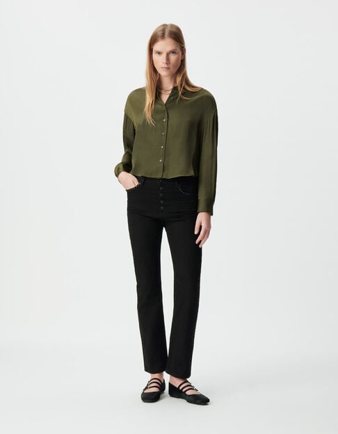 Rechte zwarte cropped jeans sierstuds Janis Dames - IKKS