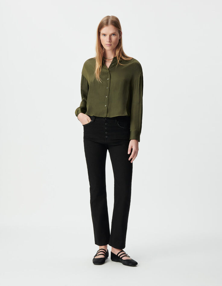 Rechte zwarte cropped jeans sierstuds Janis Dames-1 Rechte zwarte cropped jeans sierstuds Janis Dames-1