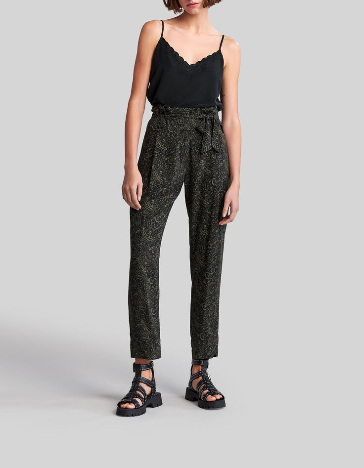 Pantal&oacute;n caqui LENZING&trade; ECOVERO&trade; cachemira floral Mujer-5