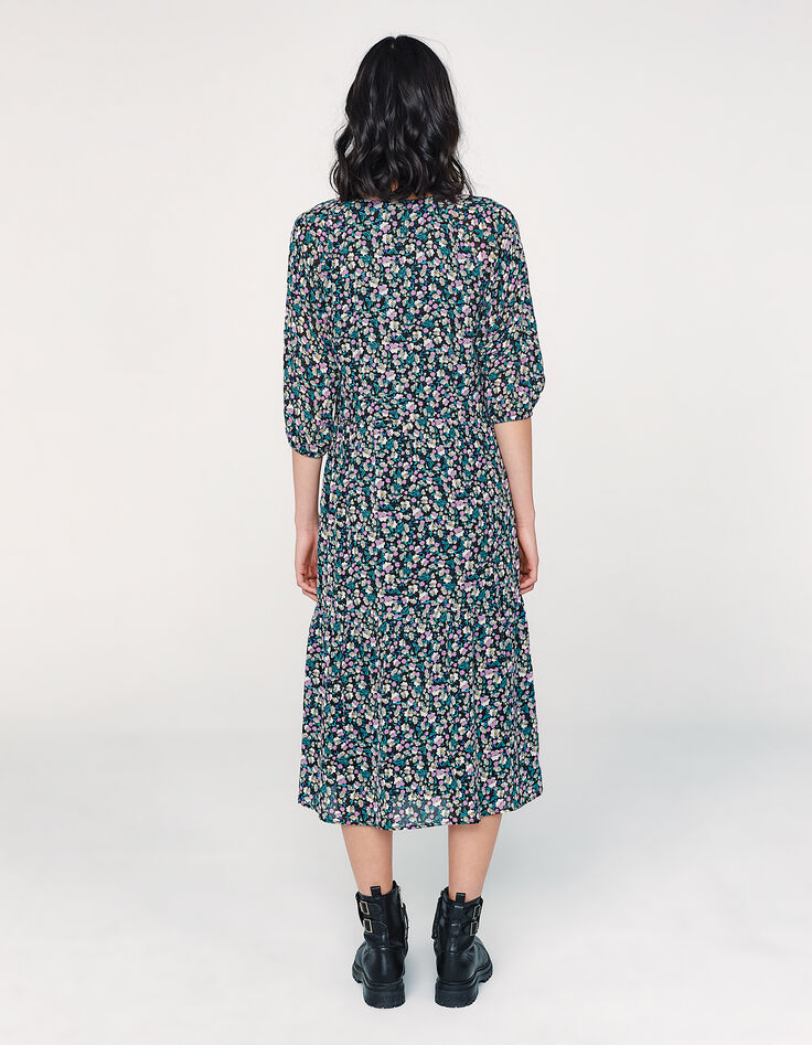 Midi jurk in viscose print bloemen dames-3