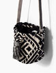 Sac seau blanc cass&eacute; et noir tiss&eacute; fille-1