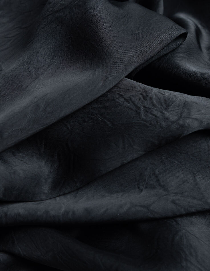 Women's black satin maxi dress with crinkled lace details-8