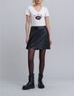 Elfenbeinfarbenes T-Shirt mit beflockter Botschaft Damen-1