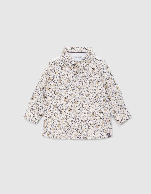 Chemise blanche coton bio imprimé fleurs bébé garçon - IKKS