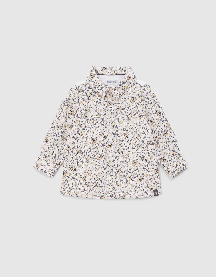 Chemise blanche coton bio imprimé fleurs bébé garçon-1