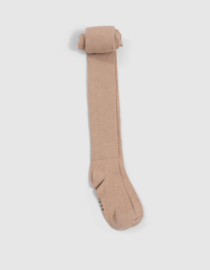 Goldfarbene M&auml;dchenstrumpfhose aus Strick mit Glitzer-3