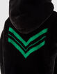 Blouson noir à capuche chevrons verts au dos Femme-6