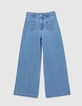 Blaue, WEITE M&auml;dchenjeans mit aufgesetzten Taschen-1