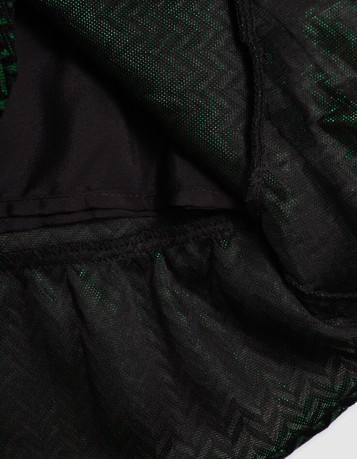 Girl's black velvet herringbone pattern lurex dress-5