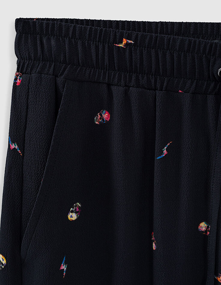 Pantalon jogger crêpe recyclé imprimé tête de mort femme-2