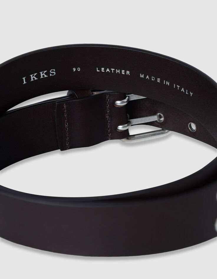 Mujer cintur&oacute;n de cuero marr&oacute;n con remaches-3