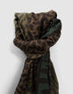 Khaki Damenschal mit Animal-Motiv-4