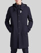 Marineblauer Herrentrenchcoat mit Futter und Kapuze-1