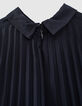 Robe navy plissée à col chemise fille-6