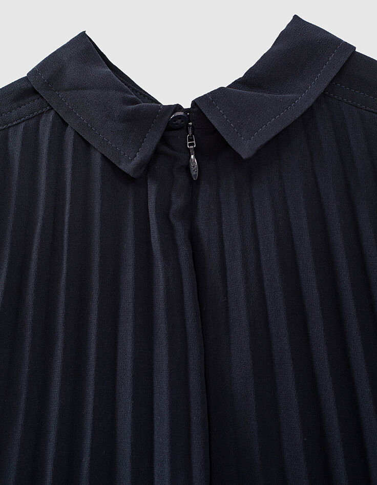 Robe navy plissée à col chemise fille-6