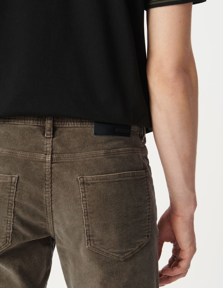 Beige slim broek fijne ribfluweel Heren-5